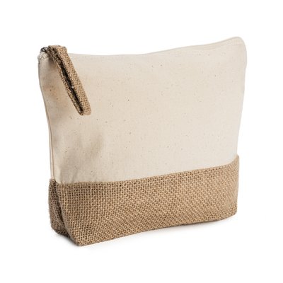 Neceser de algodón con base y tirador de yute
