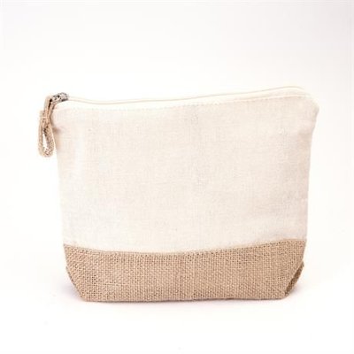 Neceser de algodón con base y tirador de yute