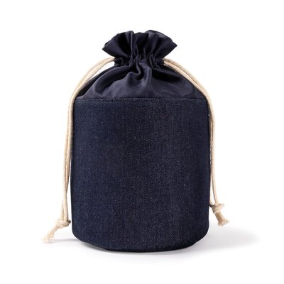 Neceser cilíndrico de lona denim