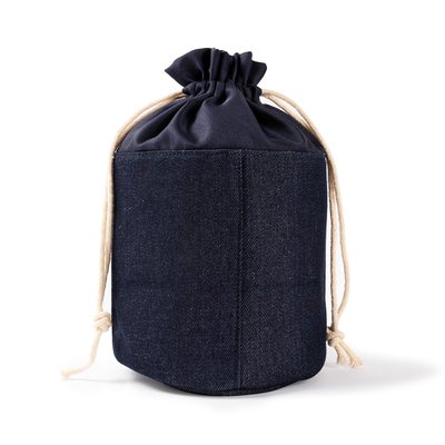 Neceser cilíndrico de lona denim