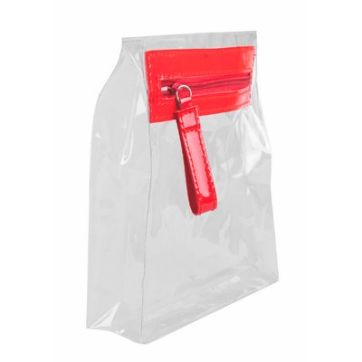 Neceser PVC Transparente con Cremallera Rojo