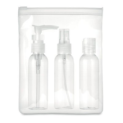 Neceser Transparente con 3 Envases Viaje Transparente