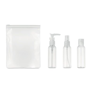 Neceser Transparente con 3 Envases Viaje