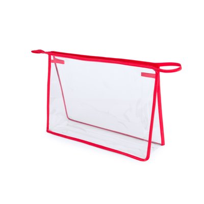 Neceser transparente con ribetes de refuerzo Roj