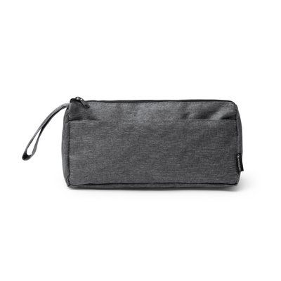 Neceser triangular con bolsillo exterior 300D RPET Gris Vigore