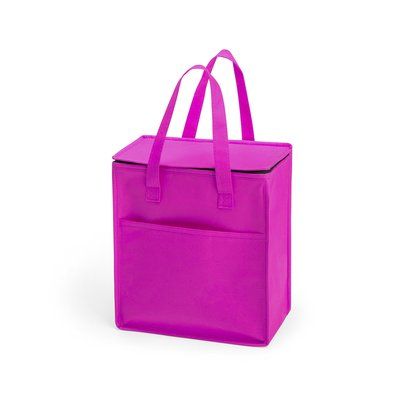Nevera de non-woven con bolsillo frontal y asa de transporte Fucsi
