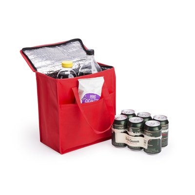 Nevera de non-woven con bolsillo frontal y asa de transporte