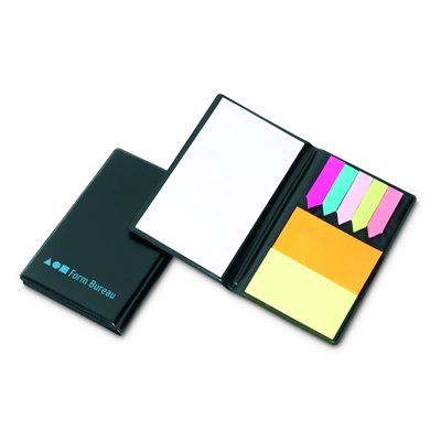 Notas adhesivas y libreta en cuero sintetico
