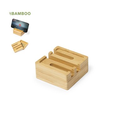 Organizador de bambú con tarjetero