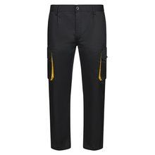 Pantalón sarga multibolsillos bicolor Negro/Amarillo 34