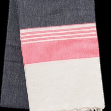 Pareo de algodón con flecos Dark Grey / Tropical Pink Stripe