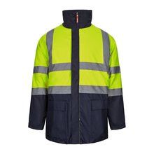 Parka 4 en 1 con cremallera y gorro oculto Azul Marino/Amarillo 4Xl