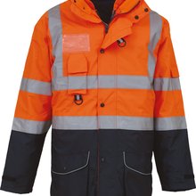Parka alta visibilidad impermeable Hi Vis Orange / Navy S