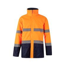 Parka con bandas reflectantes y capucha Azul Marino 4Xl