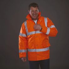Parka alta visibilidad impermeable con capucha Hi Vis Orange S
