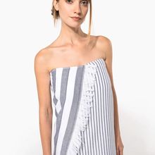 Pareo a rayas con flecos White / Smoke Stripe