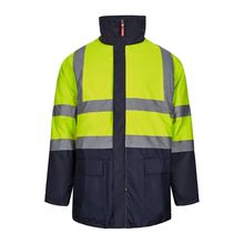 Parka 4 en 1 con cremallera y gorro oculto Azul Marino/Amarillo 4Xl