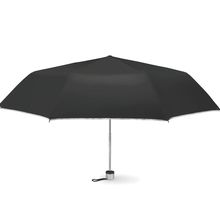 Paraguas de 21 pulgadas plegable con interior plateado Negro