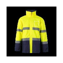 Parka con bandas reflectantes y capucha | Lado derecho | 90 x 100