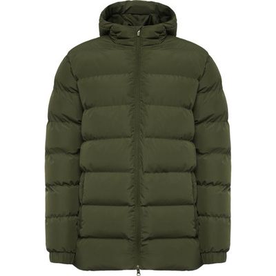 Parka acolchada Capucha fija con visera Verde Militar Oscuro S