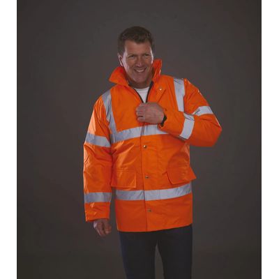 Parka alta visibilidad impermeable con capucha Hi Vis Orange S