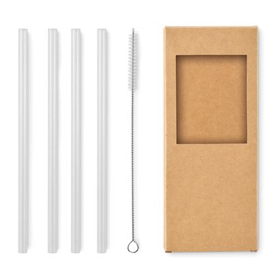 Pajitas de vidrio con cepillo Madera