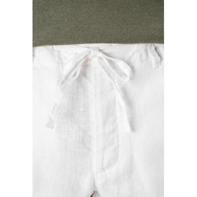 Pantalón de lino con cordón y bolsillos
