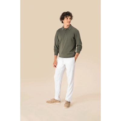 Pantalón de lino con cordón y bolsillos