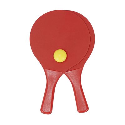 Palas de playa en madera monocolor con pelota Roj