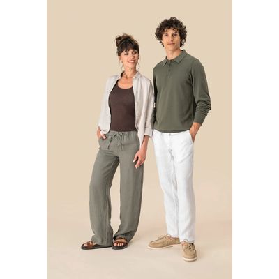 Pantalón de lino con cordón y bolsillos