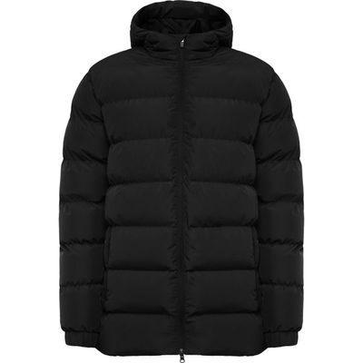 Parka acolchada Capucha fija con visera Negro S