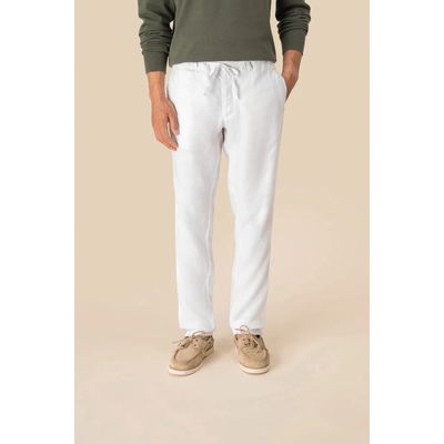Pantalón de lino con cordón y bolsillos