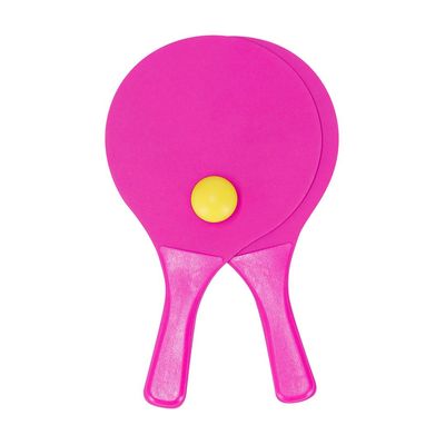 Palas de playa en madera monocolor con pelota Fucsi