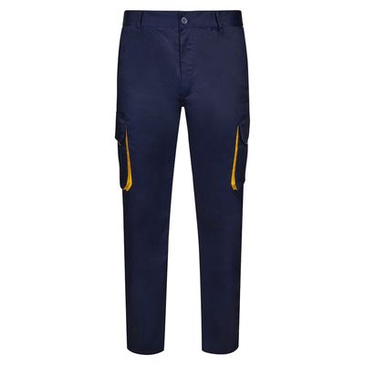 Pantalón sarga multibolsillos bicolor