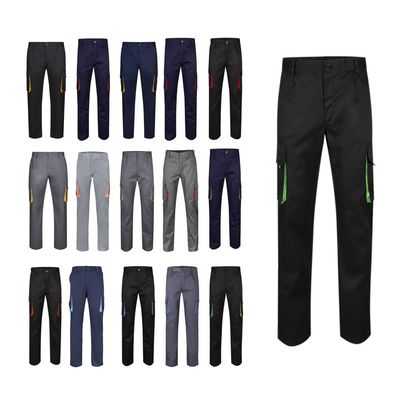 Pantalón sarga multibolsillos bicolor