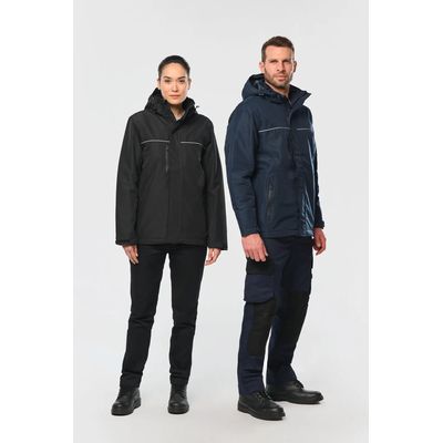 Parka impermeable con capucha y forro polar Black Xs