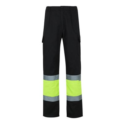 Pantalón multibolsillos con bandas reflectantes Negro/Amarillo 4Xl