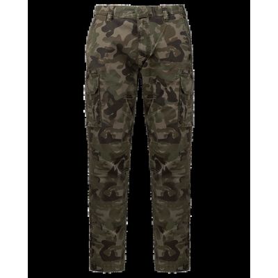 Pantalón multibolsillos algodón elastano envejecido Olive Camouflage 52 Fr