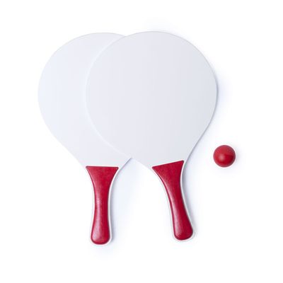 Palas de playa de madera personalizadas con pelota 23,5x38cm Roj