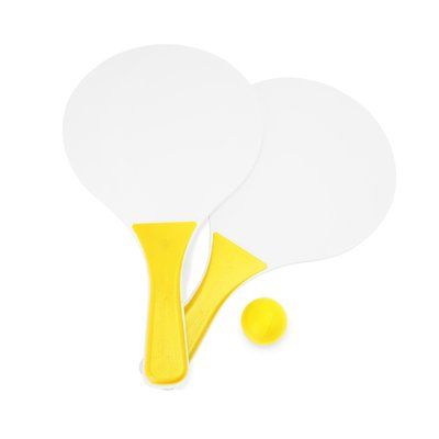 Palas de playa de madera con pelota Amarillo Talla Única Adulto