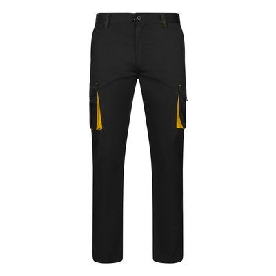 Pantalón elástico con 6 bolsillos Negro/Amarillo 34