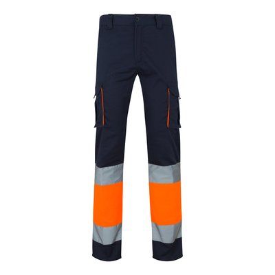 Pantalón elástico con bandas reflectantes Azul Marino 4Xl