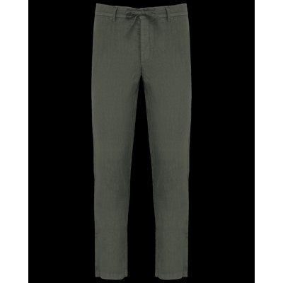 Pantalón de lino con cordón y bolsillos Washed Organic Khaki 44 Fr