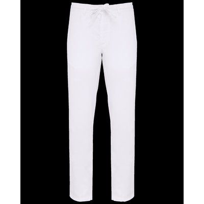 Pantalón de lino con cordón y bolsillos Washed White 44 Fr