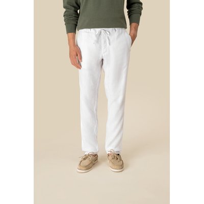 Pantalón de lino con cordón y bolsillos