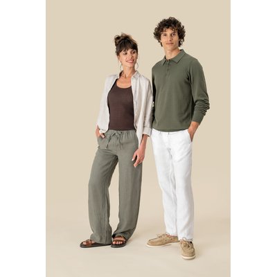 Pantalón de lino con cordón y bolsillos