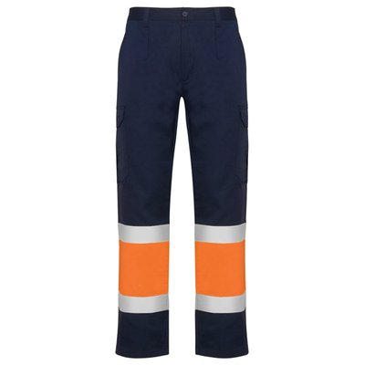 Pantalón multibolsillos alta visibilidad MARINO/NARANJA FLUOR 56