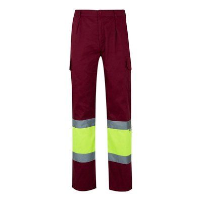 Pantalón multibolsillos con bandas reflectantes Burdeos 5Xl