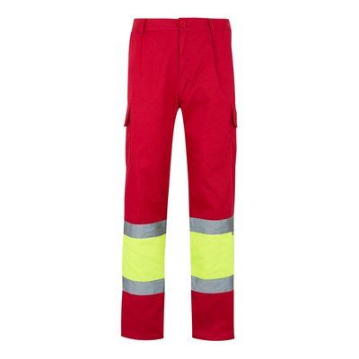 Pantalón multibolsillos con bandas reflectantes Rojo 5Xl