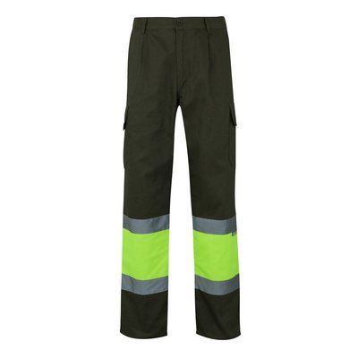 Pantalón multibolsillos con bandas reflectantes Verde Militar 4Xl